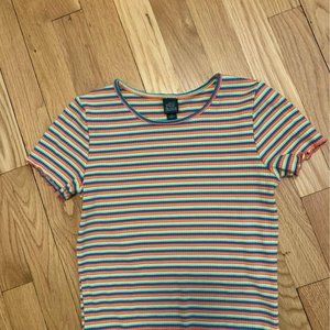 Wild Fable Stripped Ribbed Stretchy Rainbow Shirt